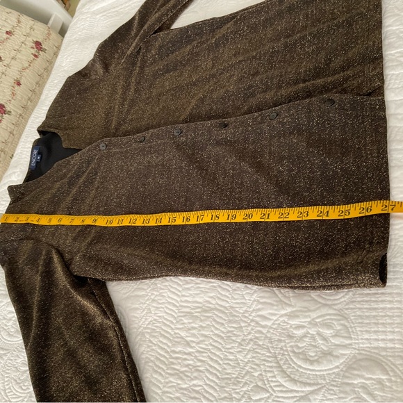 ENCORE, GOLD & BLACK METALLIC CARDIGAN/BLOUSE, SIZE: 1X - Picture 7 of 11